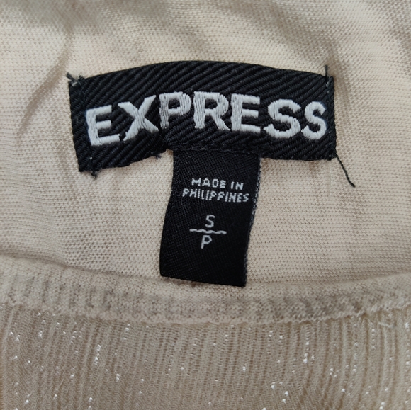 Express Sparkly Overlay beige blouse size S - Picture 3 of 3